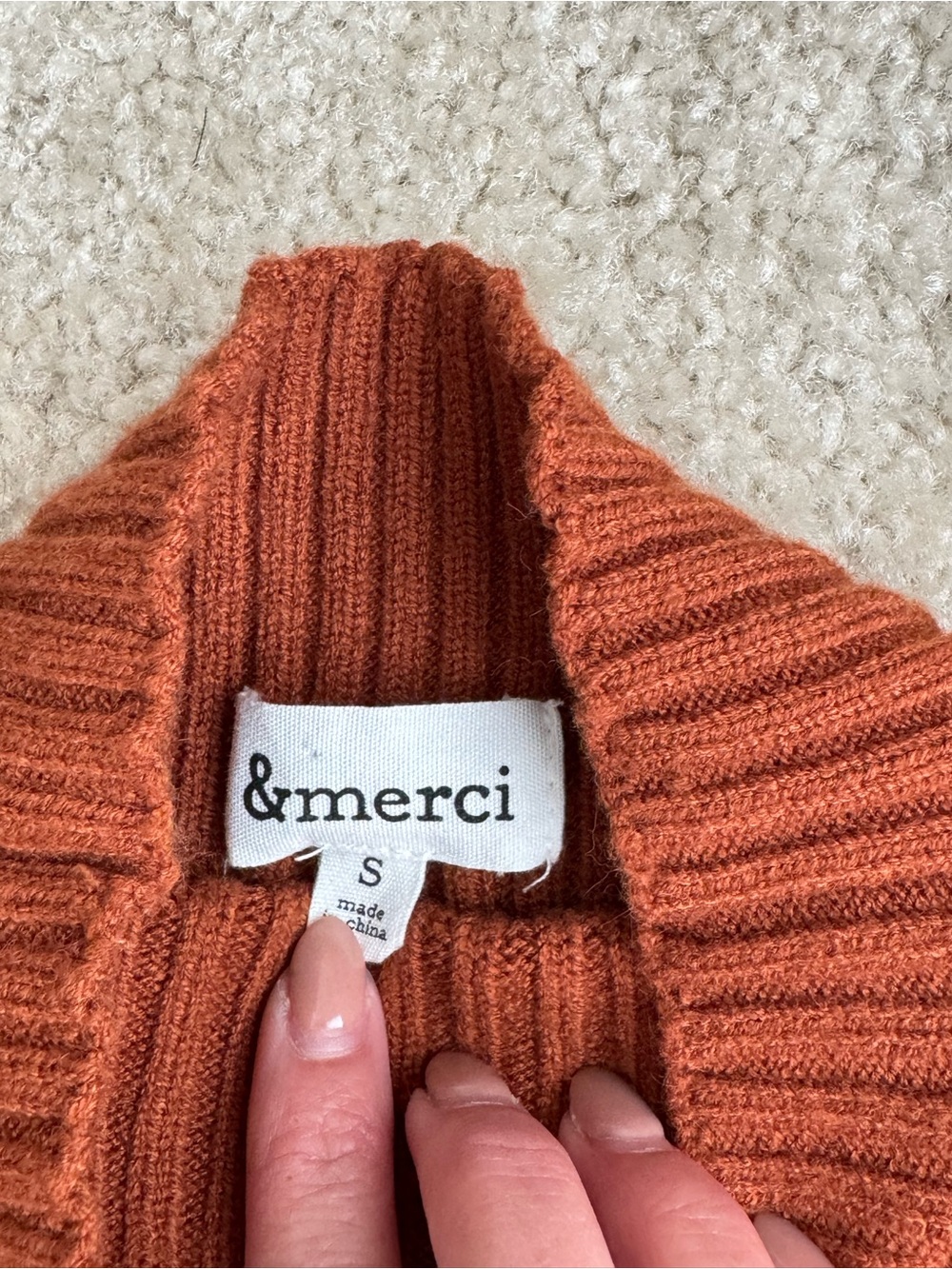 ๐น NWOT &Merci Rust Ribbed Sweater Dress Size Small - Picture 3 of 5